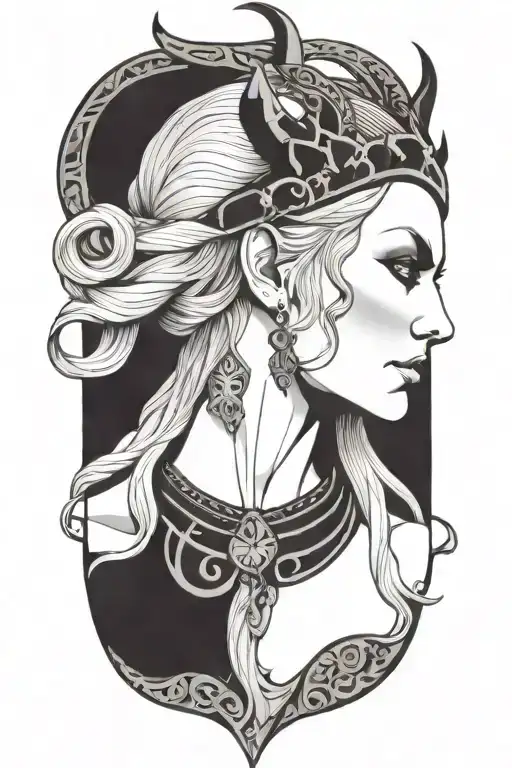 viking hell goddess tattoo design idea