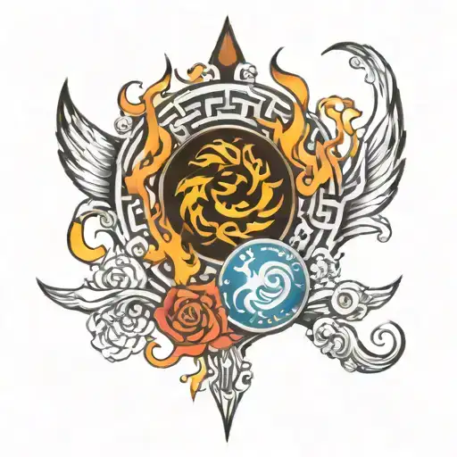fire water earth fire air tattoo design idea