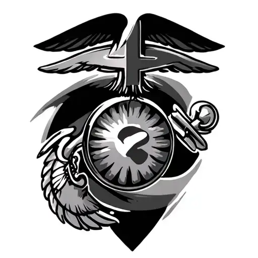 Marine Corps, eye, cross, jeses tattoo design idea