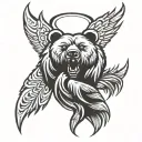 bear claw with angel wings flying tattoo design idea