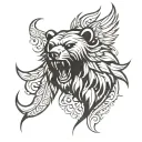 bear claw with angel wings flying tattoo design idea