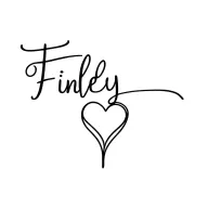 the word Finley in fine line writing incorporating a heart in the y tattoo design idea