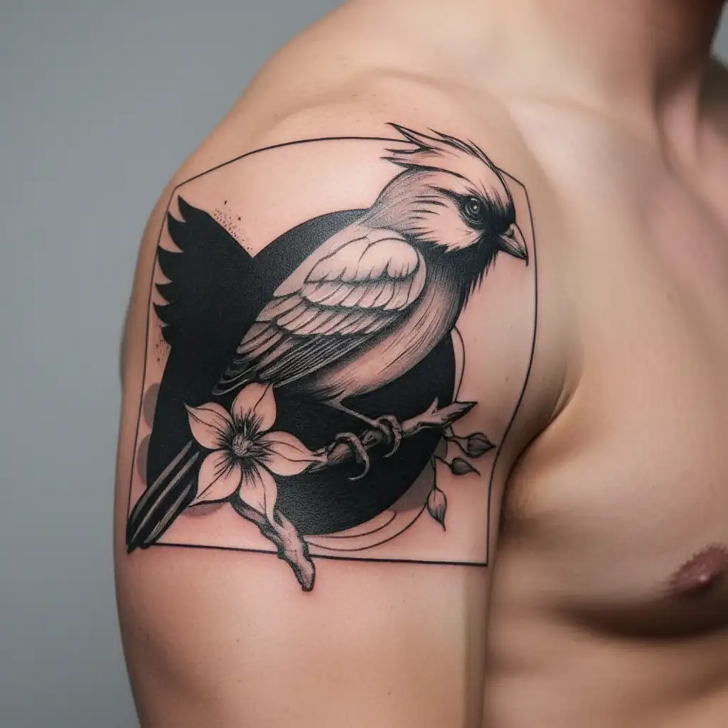 fineline tattoo that stands for self-love, growth, healing and inner balance. bird tattoo design idea