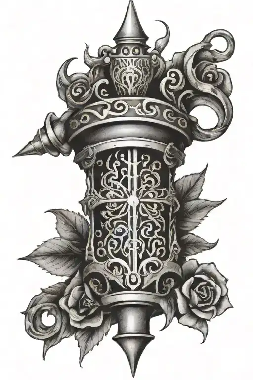mace hanging tattoo design idea