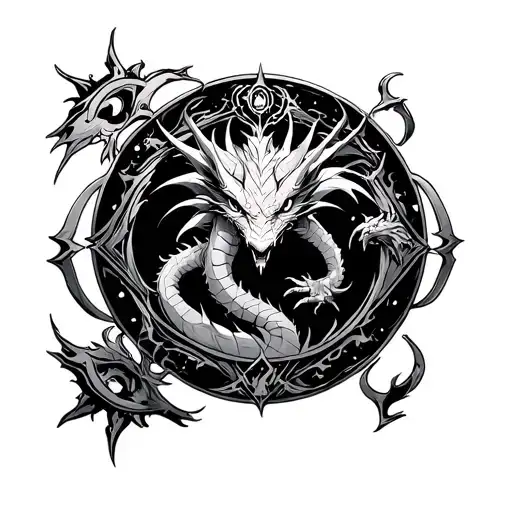 slifer the skydragon inside the seal of orichalcos tattoo design idea