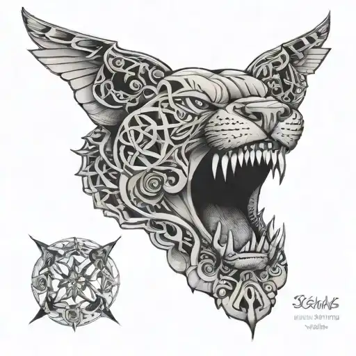 full throat tattoo up to jawline sacred geometry black and white tattoo design idea