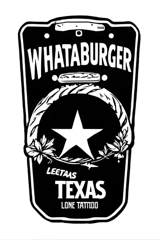 TEXAS THEME,WHATABURGER,LONE STAR, LICENSE PLATE  tattoo design idea