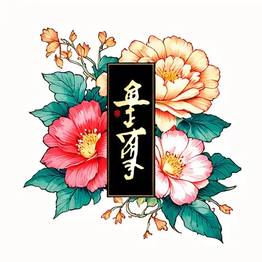 Japanese floral with cross tattoo design idea