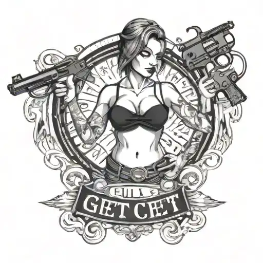 full chest gang tattoo design featuring a girl w bullets text tattoo design idea