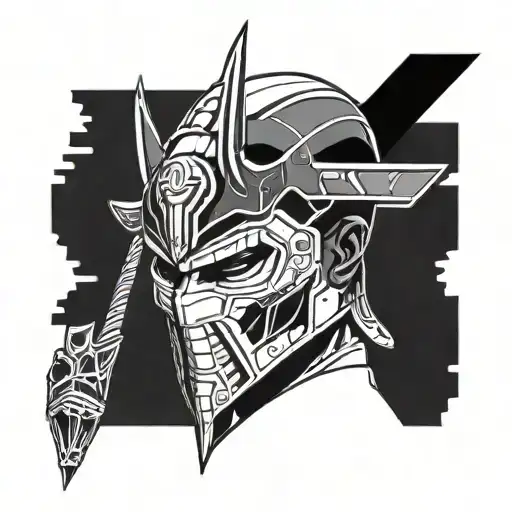 cyberpunk 2077 samurai mask tattoo design idea