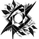 Create a minimalist, geometric tattoo design to complement an existing upper underarm tattoo. The design should feature  tattoo design idea