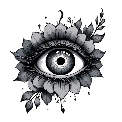 floral evil eye surrounded tattoo design idea