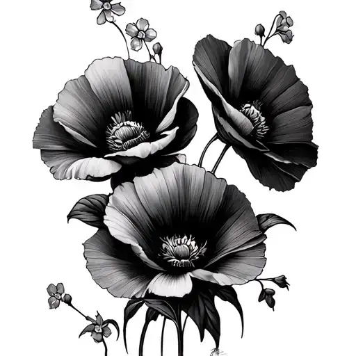 poppys and forget me nots tattoo design idea