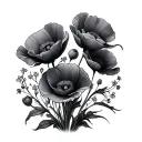 poppys and forget me nots tattoo design idea