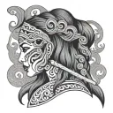maori mourn daughter curling hair tattoo design idea