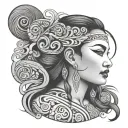 maori mourn daughter curling hair tattoo design idea