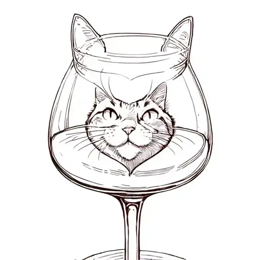 tent book wineglass heart cat tattoo design idea