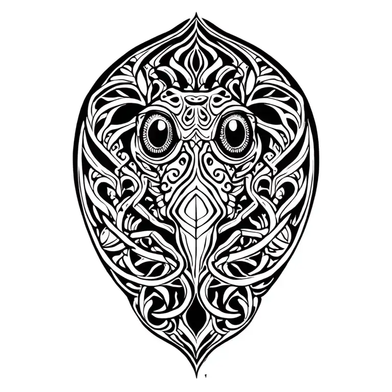 Kambo Frog, ayahuasca vines intertwining tattoo design idea