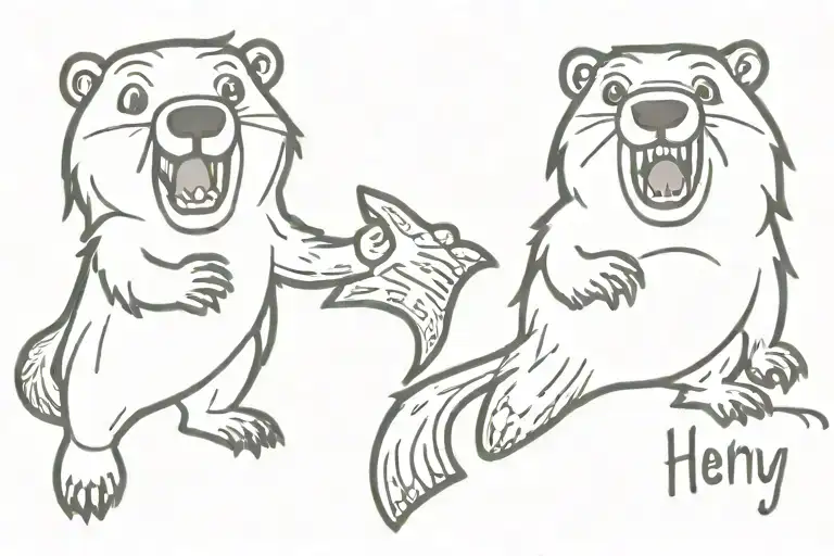 Screaming Cartoon Marmot With "henry!?" Written Underneath Tattoo tattoo design idea