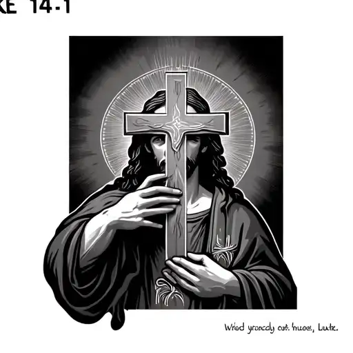 Luke 14:11 with cross tattoo design idea