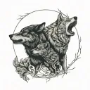 two wolves looking at each other. standing opposite and looking at each other tattoo design idea