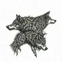 two wolves looking at each other. standing opposite and looking at each other tattoo design idea