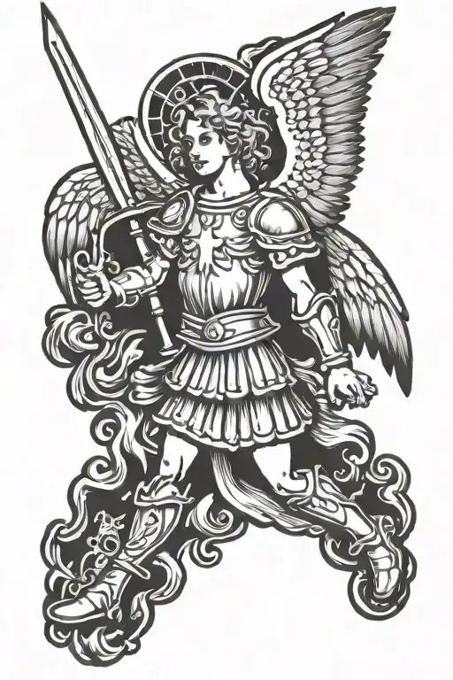 archangel saint michael tattoo design idea