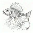 fish skeleton on scar tattoo design idea