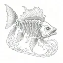 fish skeleton on scar tattoo design idea