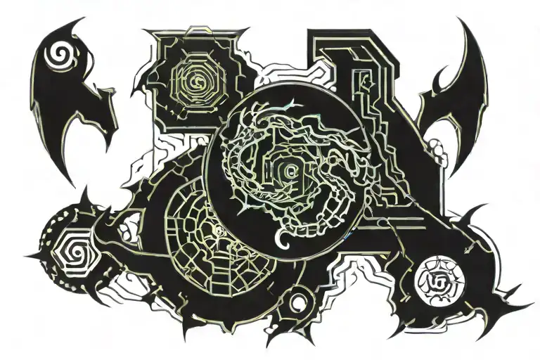 vigvisir dragon four elements tattoo design idea