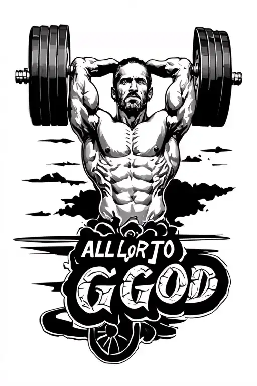 all glory to god lifting weights tattoo design idea