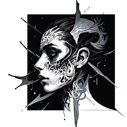 Quantum around back and traps tattoo design idea