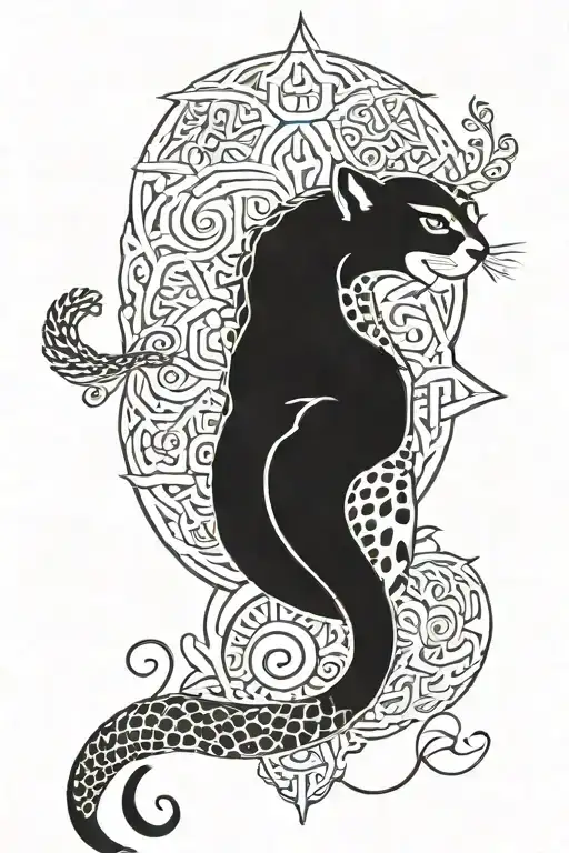 persian cheetah cub combined with a persian symbol tattoo design idea