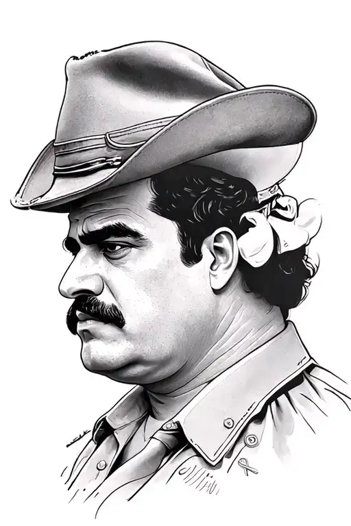 Pablo Escobar and El Chapo Portraits tattoo design idea