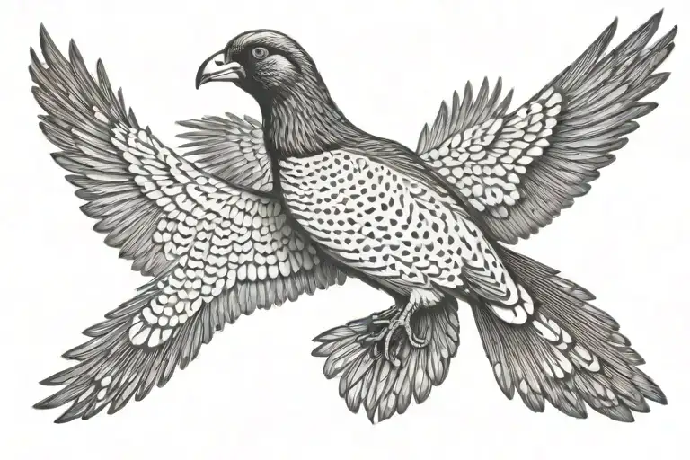 flying pheasant hunting tattoo design idea