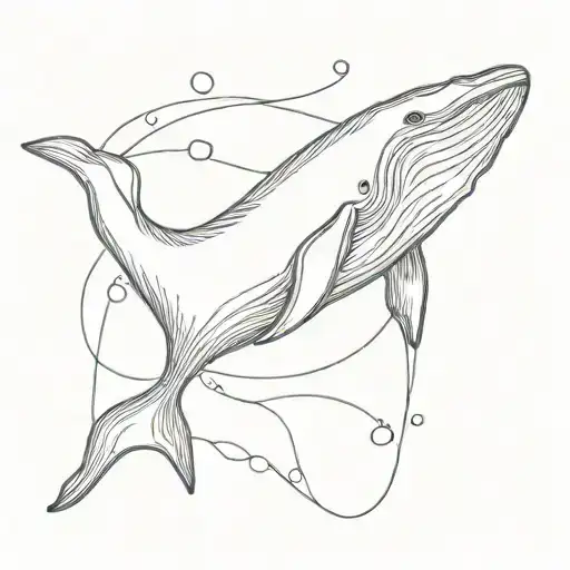 blue whale swimming tattoo design idea