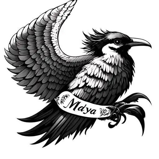 The wing of the bird on the neck with the inscription "Malaya". a tattoo dedicated to the death of a loved one tattoo design idea