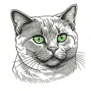 british shorthair white with grey face and green eyes tattoo design idea