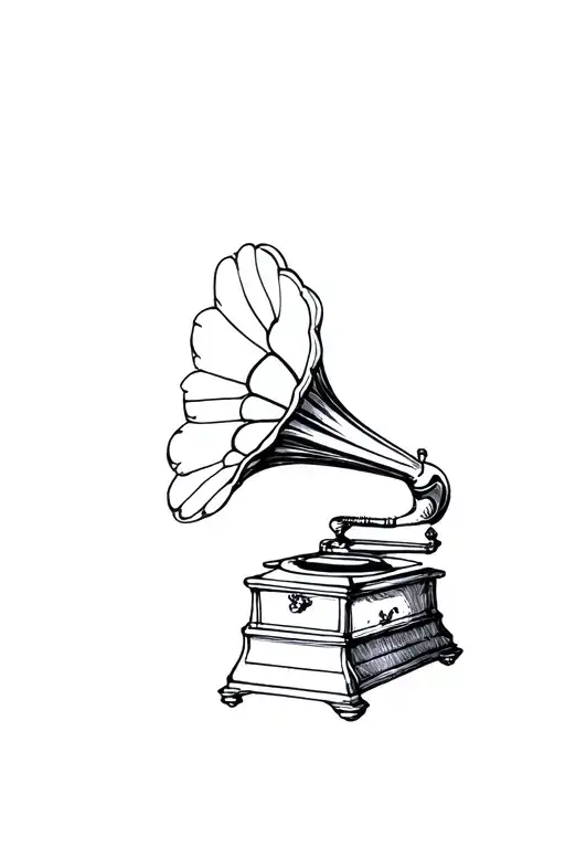 gramophone tattoo design idea