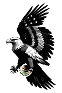 Fierce American Bald Eagle wing spread america flag and mexico flag mixed together tattoo design idea