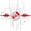 Analog wave (sound wave), music, red and black color, symbols healing, something connected to hip hop and production  tattoo design idea