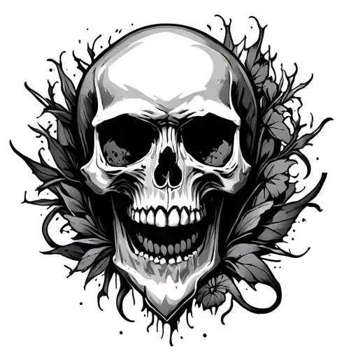 Skull Mysterious and Dark tattoo design idea
