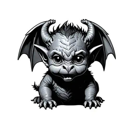Cute Gargoyle baby tattoo design idea