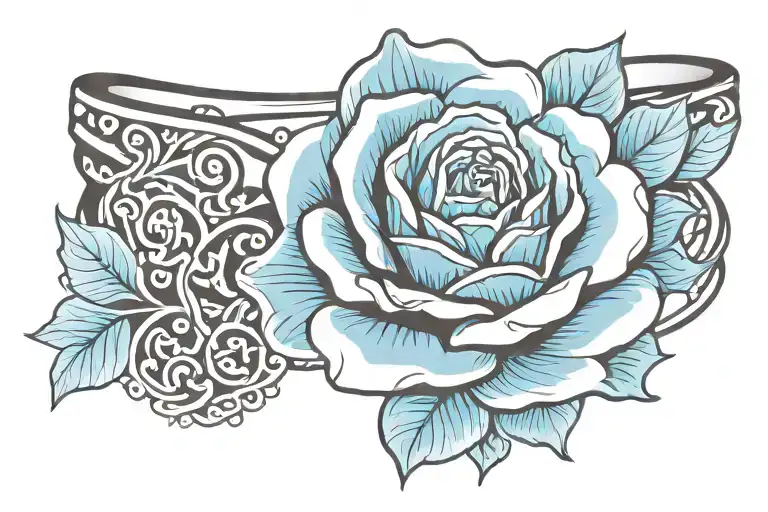 blue bracelet with blue rose tattoo tattoo design idea
