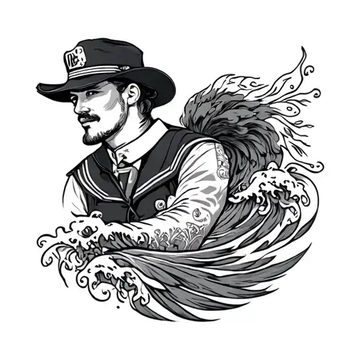 Full sleeve Americana, larage waves, sailor jerry style tattoo design idea