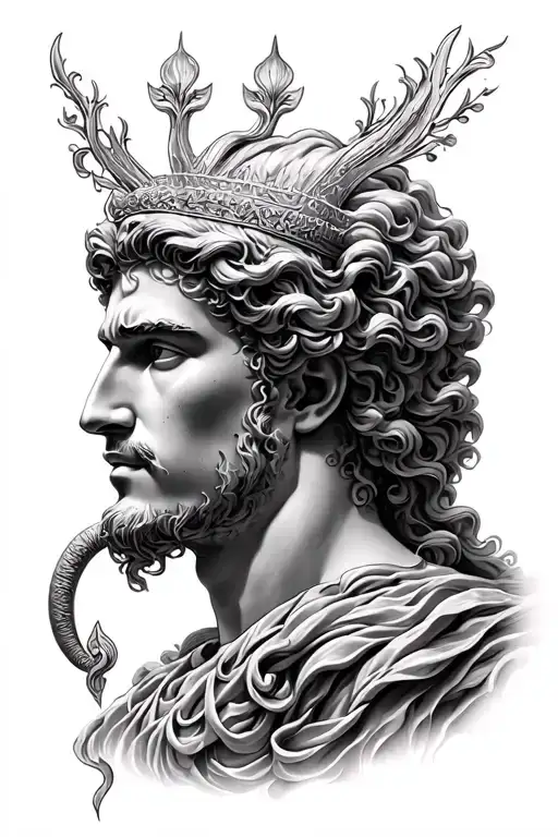 Greek God Aquarius zodiac sign tattoo design idea