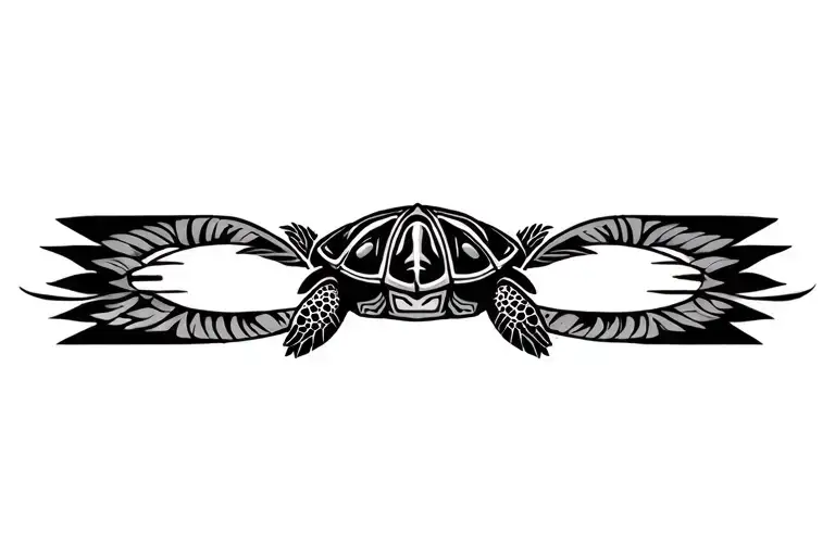 polynesian band tattoo with turtle surrounded tattoo design idea