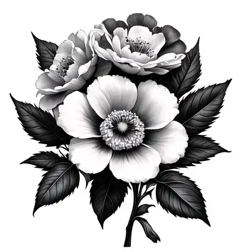 primrose bouquet tattoo design idea