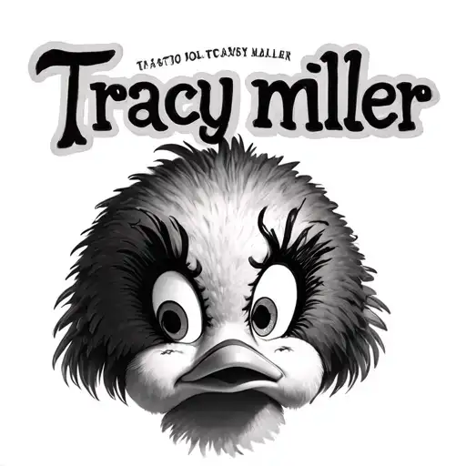 Generate me a pencil drawing of a detailed Tweety bird with the name Tracy miller at the top of it tattoo design idea
