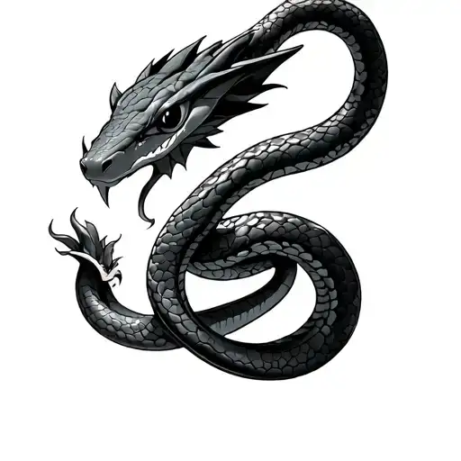 snake eating its own tail but it is the pokemon rayquaza tattoo design idea